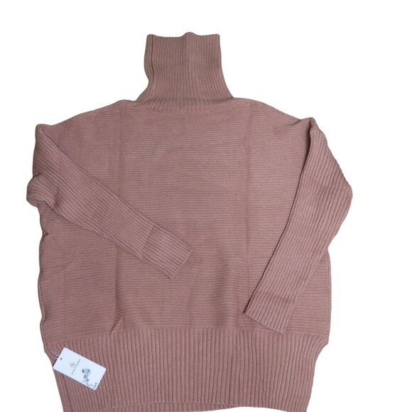 New Lillusory Womens Ribbed Knit Turtleneck Sweater Medium Camel Brown - Picture 13 of 13